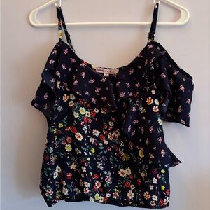 Dark blue Off should flower blouse